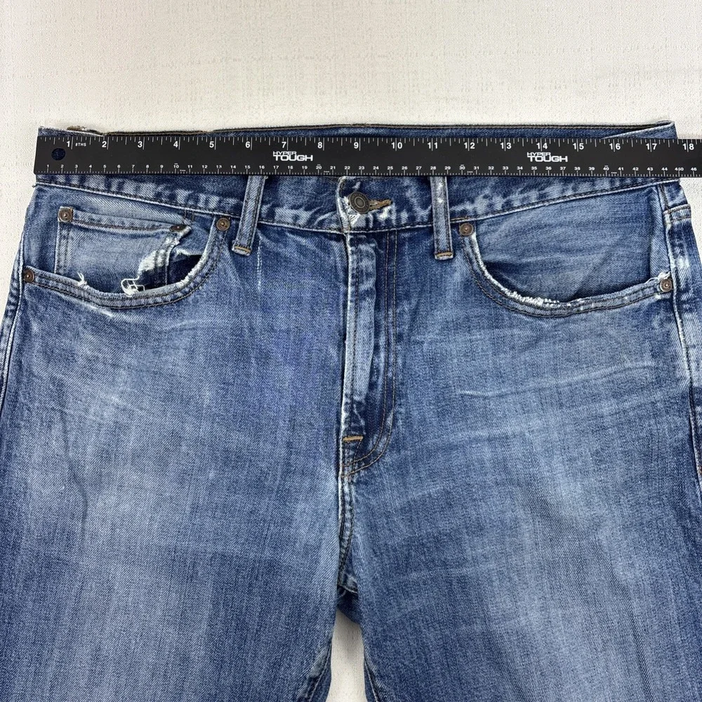 Lucky Brand 121 Slim‎ Men's Jeans Size 34x30 Blue Medium Wash Distressed Look
